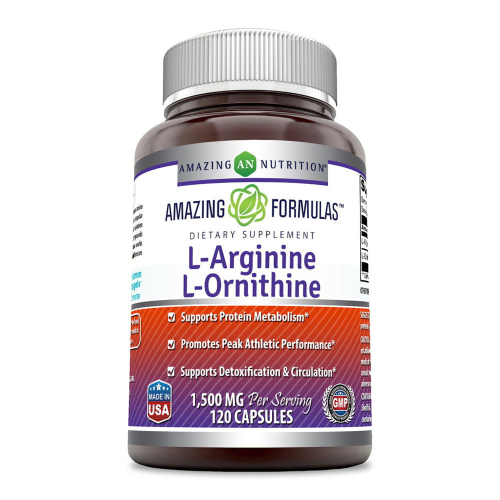 Amazing Nutrition Amazing Formulas L Arginine And L Ornithine 1500 Mg Per Serving Capsules, 120 Ea